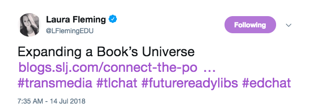Laura Fleming's tweet expanding a book's universe